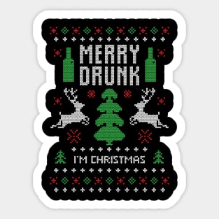 Merry Christmas Merry Drunk Im Santa Xmas Gift Ugly Sticker